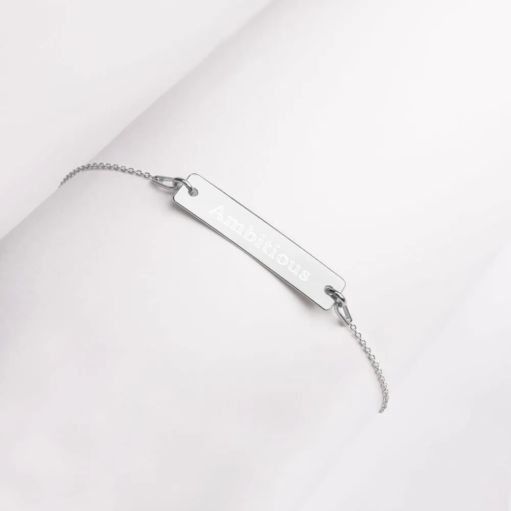“Ambitious” Engraved Self-Affirmation Bar & Chain Bracelet