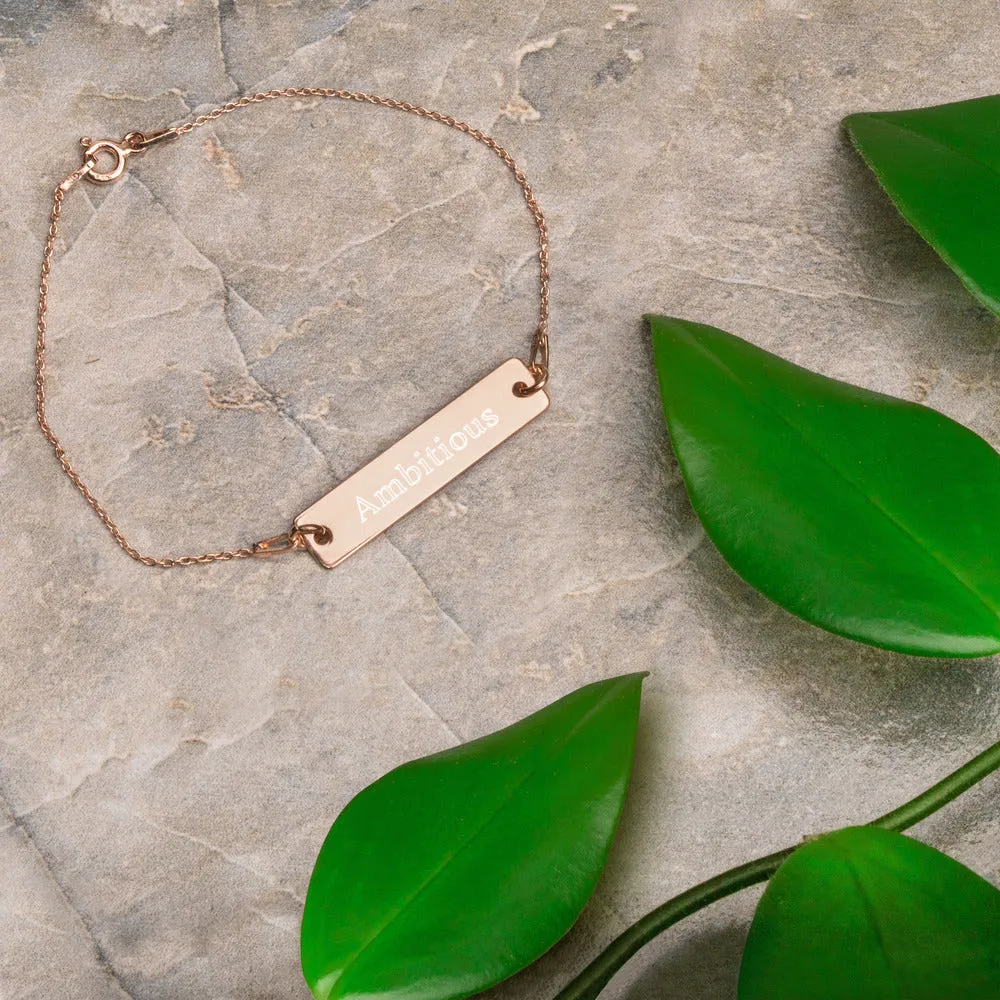 “Ambitious” Engraved Self-Affirmation Bar & Chain Bracelet
