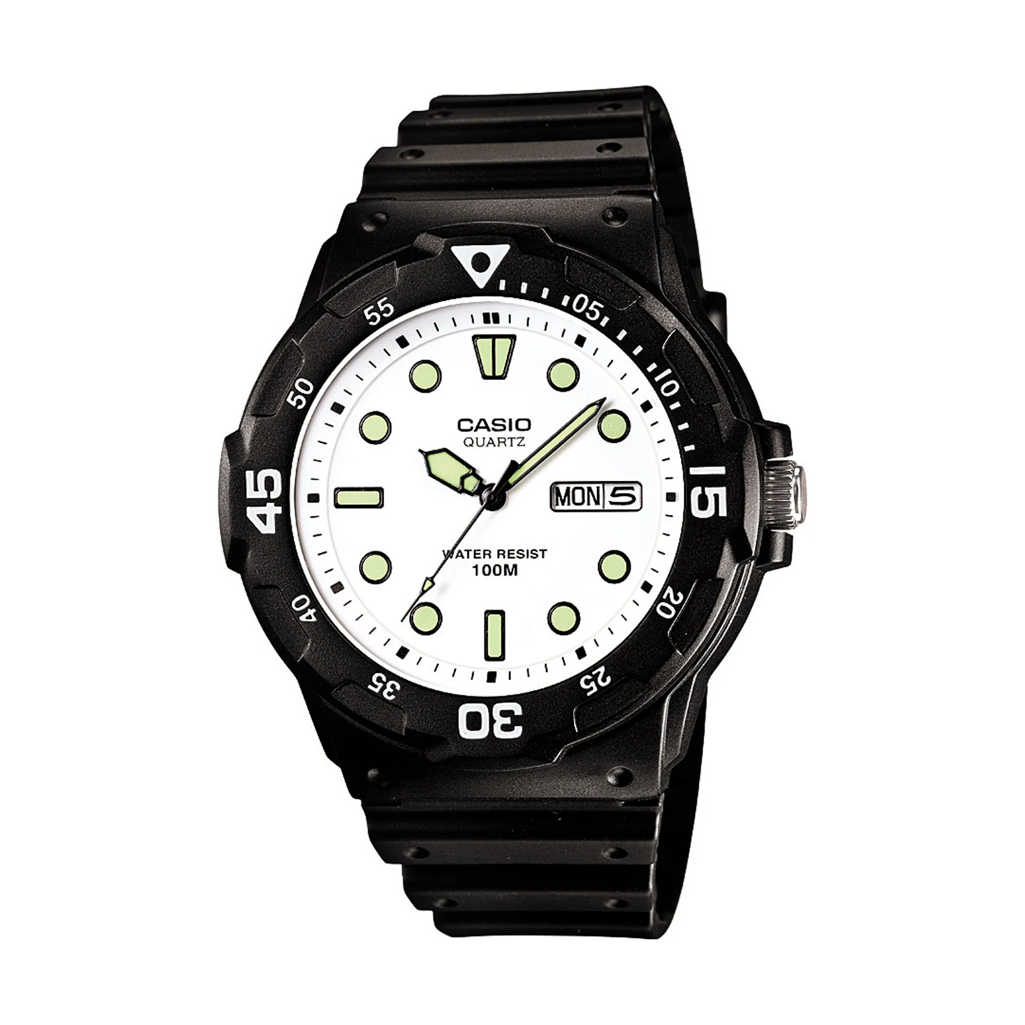 Analog Sport Day Date White Dial Watch - Black