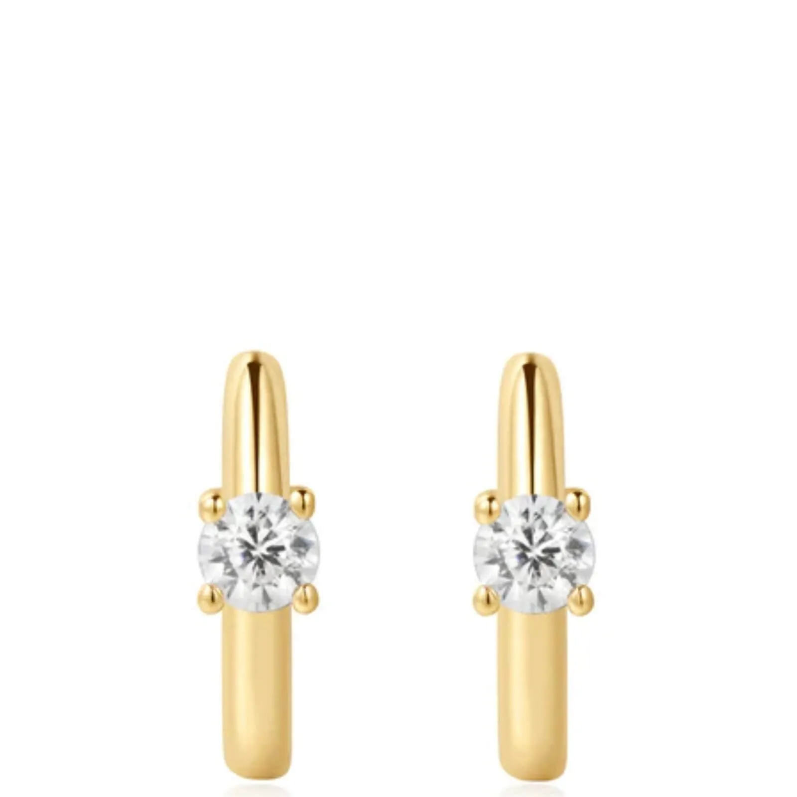 Ania Haie Dusk Divas Gold Solitaire Cubic Zirconia Mini Huggie Hoop Earrings