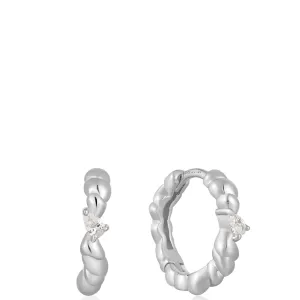 Ania Haie Taking Shape Silver Twisted Wave Hoop Earrings