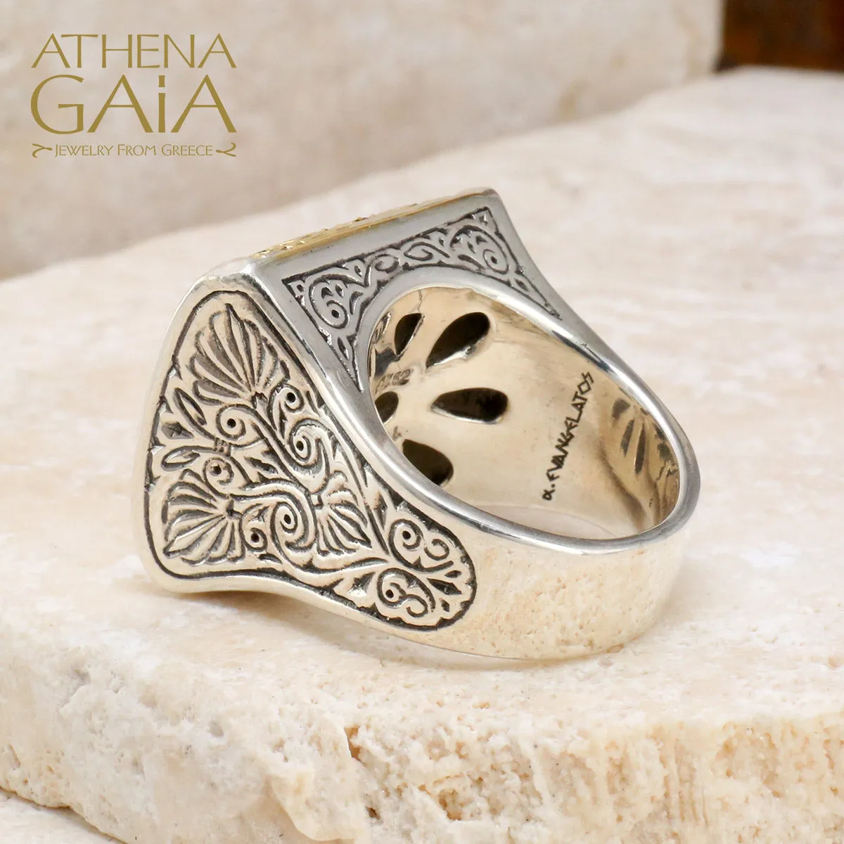 Anthemion Ring with Pave Stones