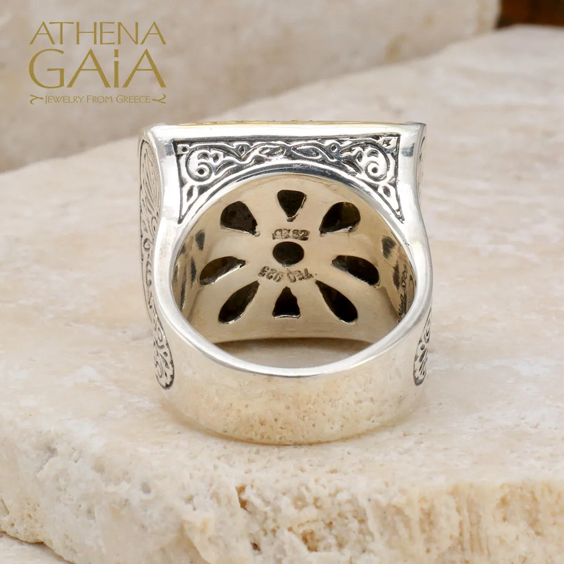 Anthemion Ring with Pave Stones