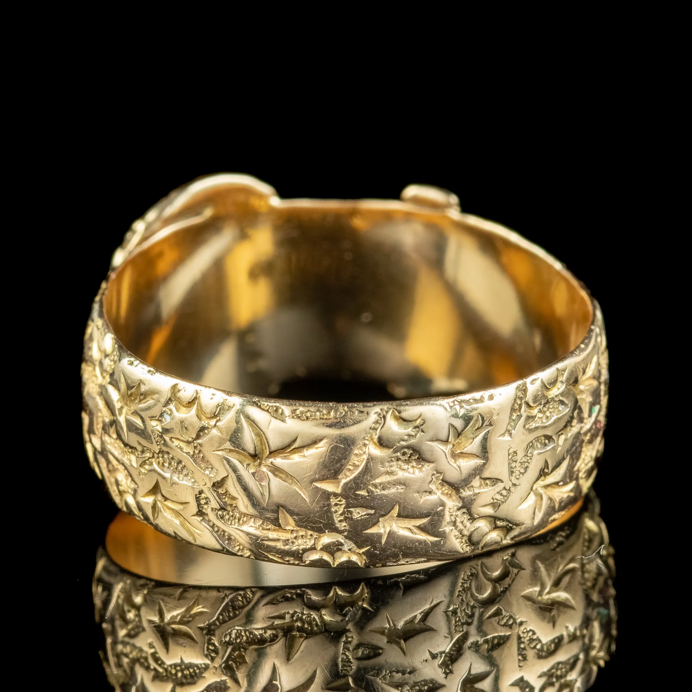 Antique Edwardian Buckle Band Ring 18ct Gold Dated 1909