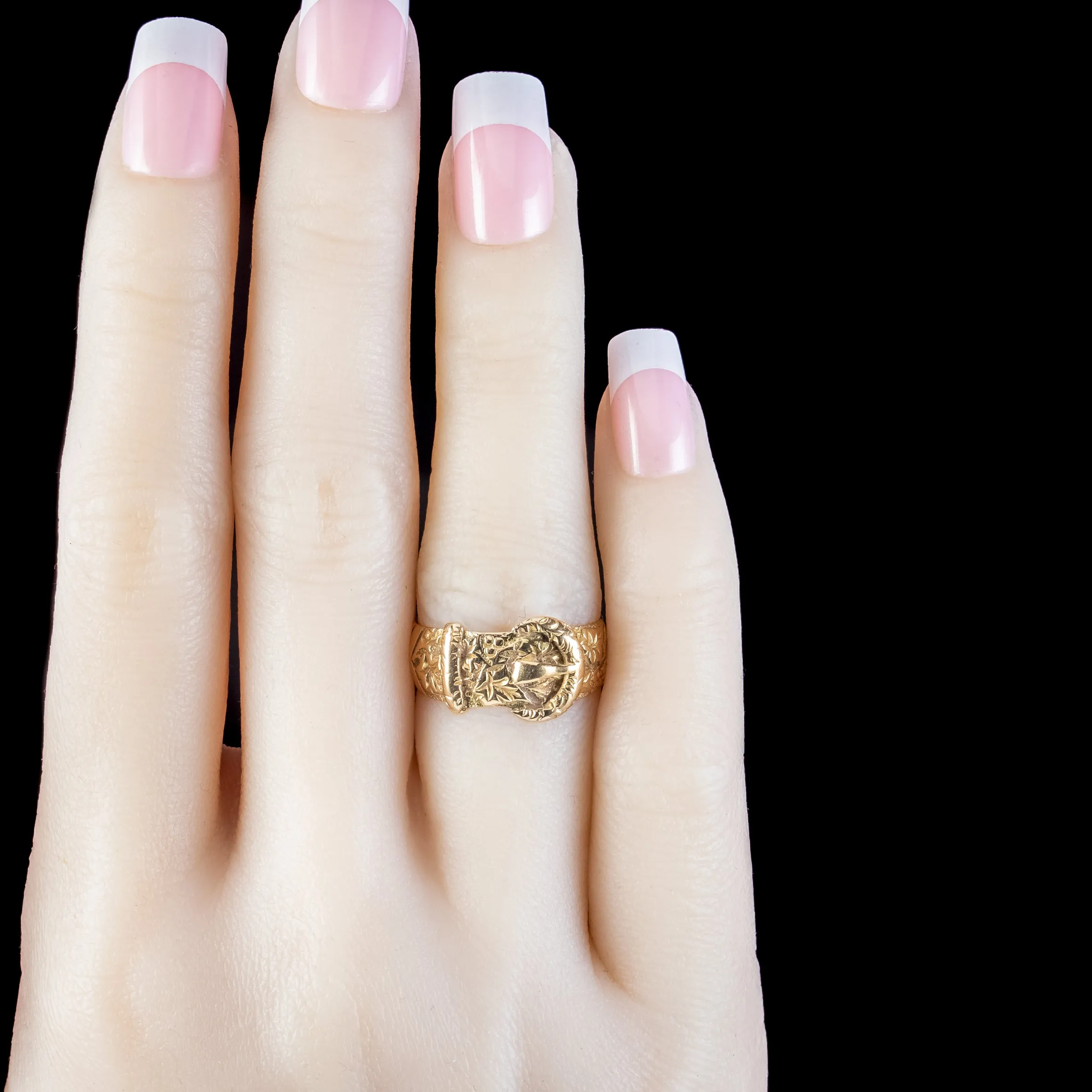 Antique Edwardian Buckle Band Ring 18ct Gold Dated 1909