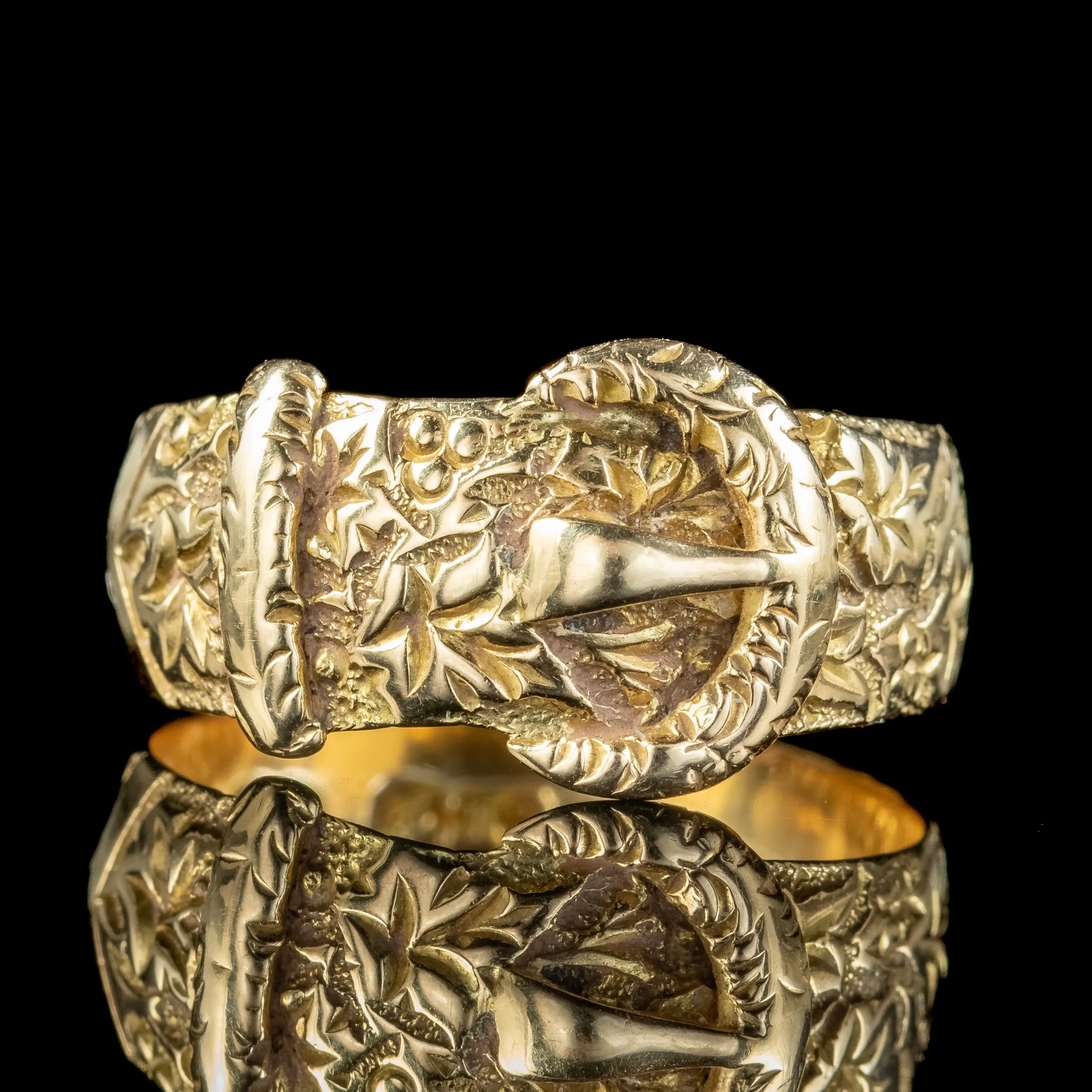 Antique Edwardian Buckle Band Ring 18ct Gold Dated 1909