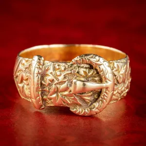 Antique Edwardian Buckle Band Ring 18ct Gold Dated 1909