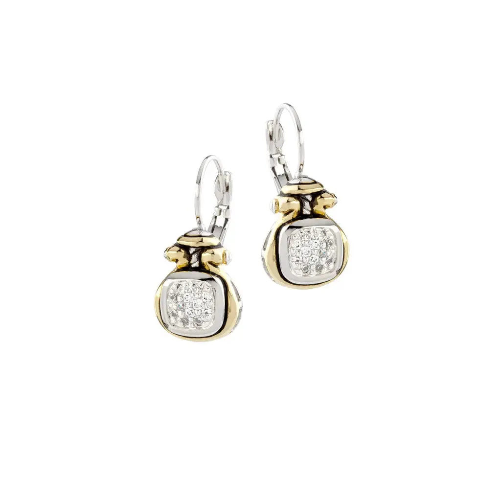 Anvil Pavé Collection - Two-Tone French Wire Earrings