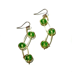 Apple Green Rondelle Crystals Wave Earrings