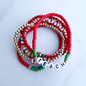 Apple Stacked Teacher Bracelets
