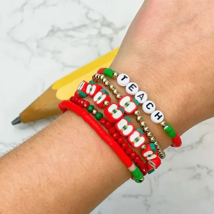 Apple Stacked Teacher Bracelets