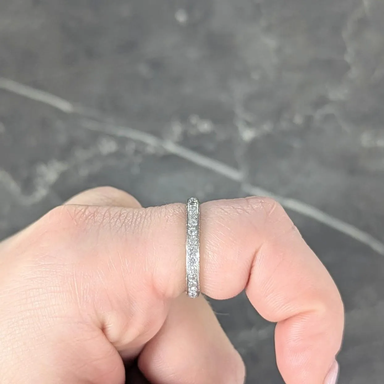 Art Deco 1927 0.99 CTW Diamond Platinum Scrolling Vintage Eternity Band Ring