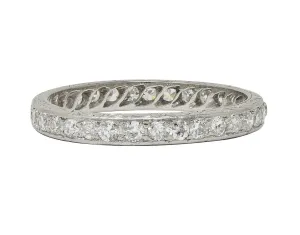 Art Deco 1927 0.99 CTW Diamond Platinum Scrolling Vintage Eternity Band Ring