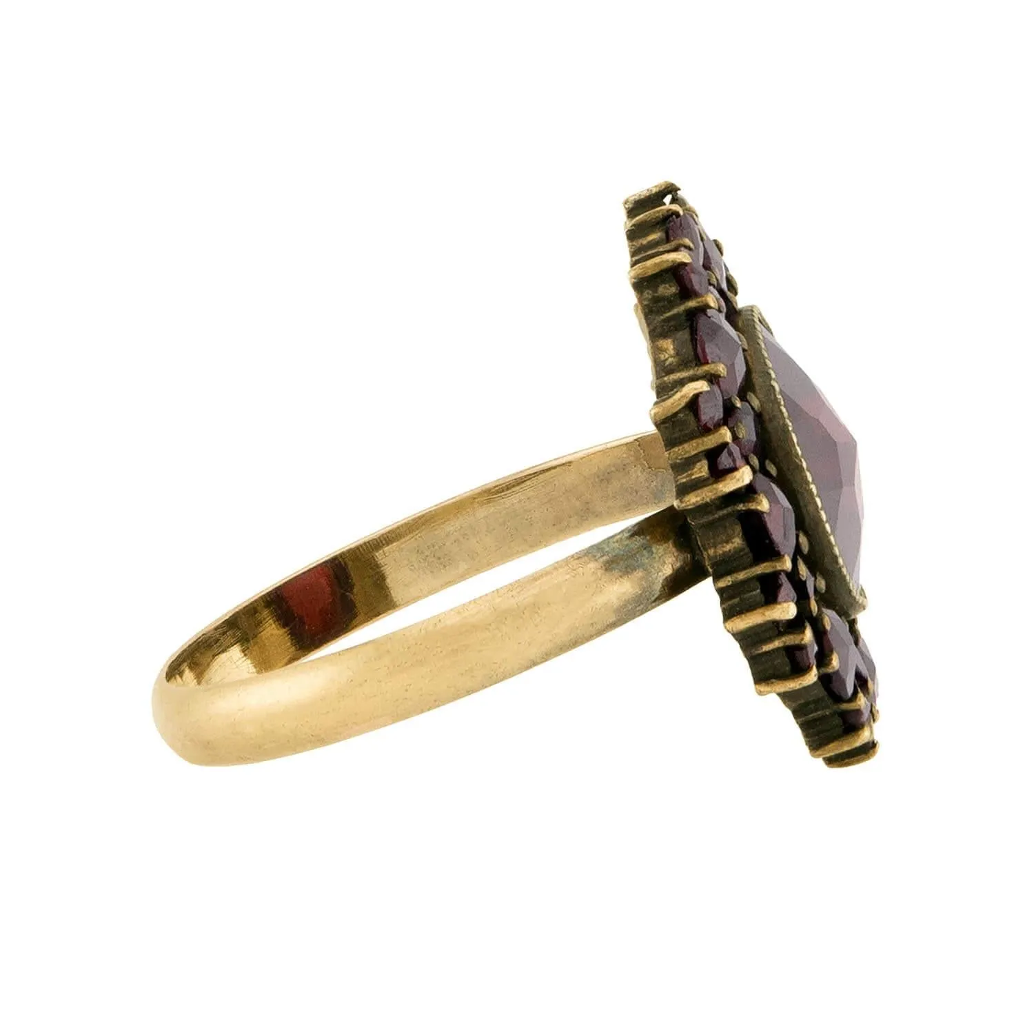 Art Deco Czechoslovakian 14k Garnet Cluster Ring