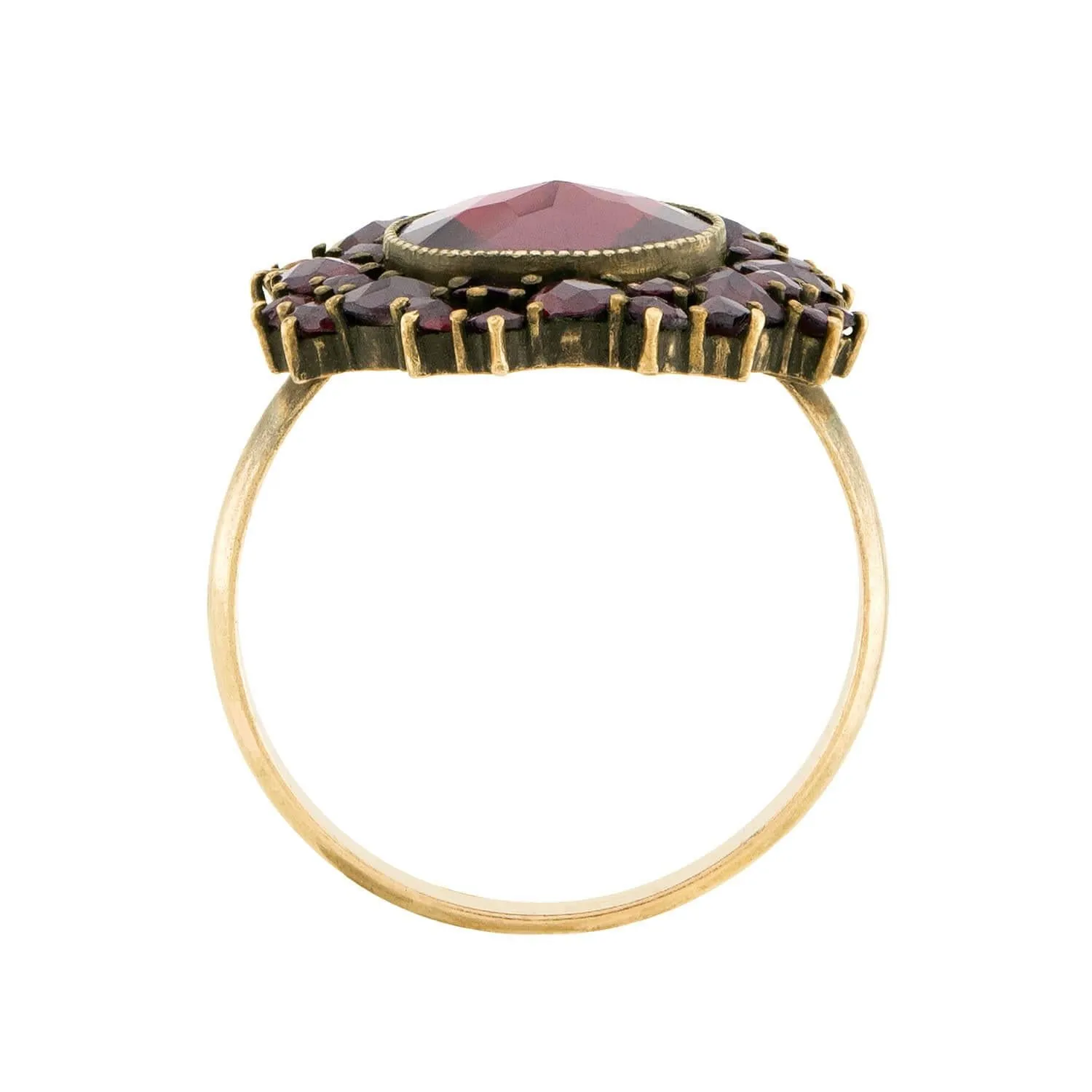 Art Deco Czechoslovakian 14k Garnet Cluster Ring