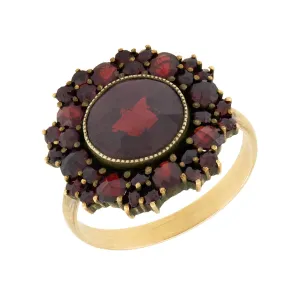Art Deco Czechoslovakian 14k Garnet Cluster Ring