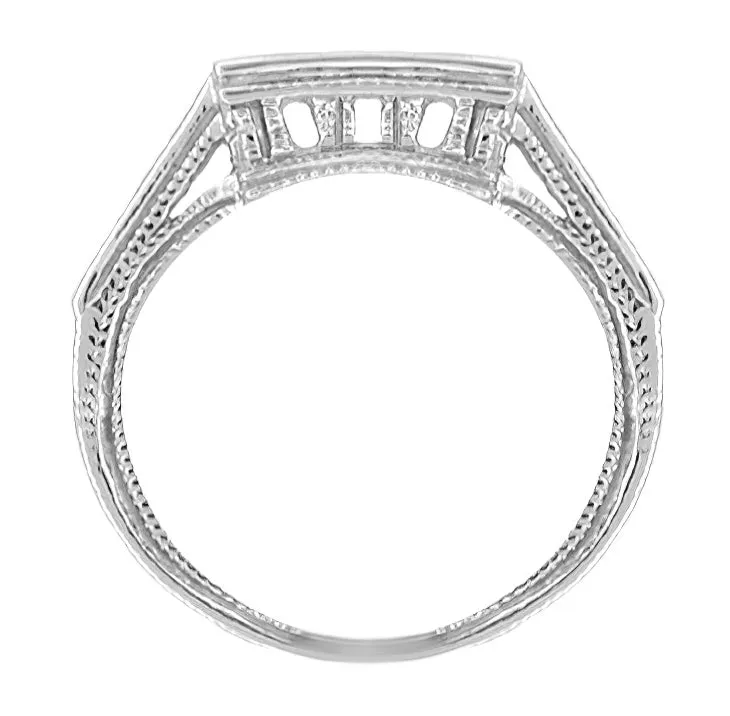Art Deco Diamonds Filigree Companion Wedding Ring in Platinum