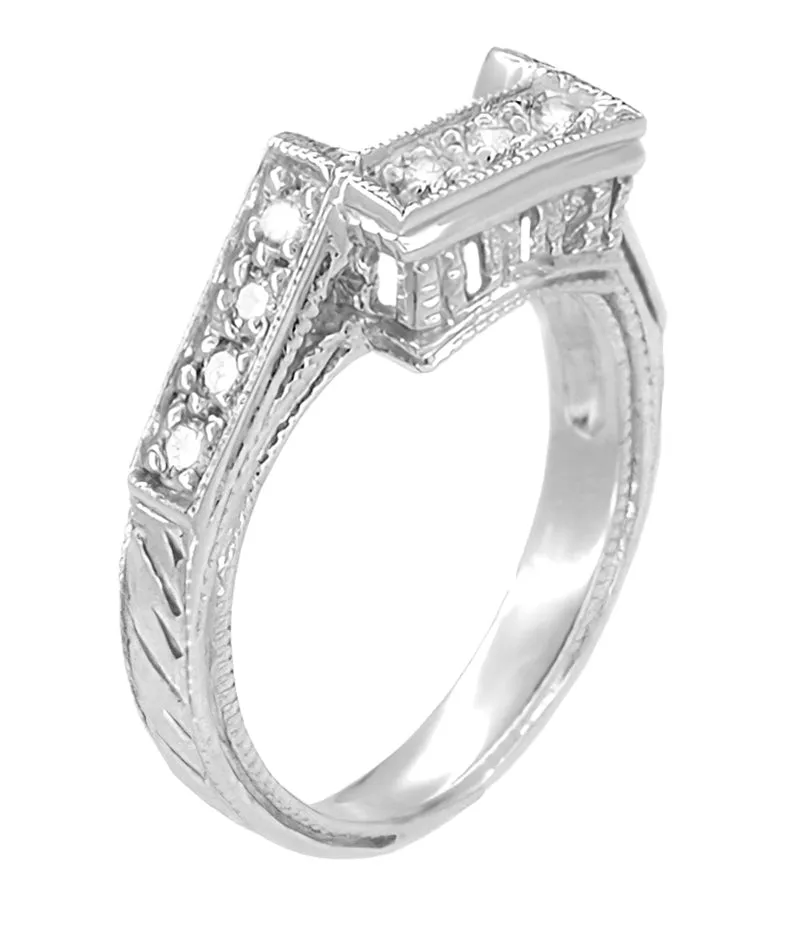 Art Deco Diamonds Filigree Companion Wedding Ring in Platinum