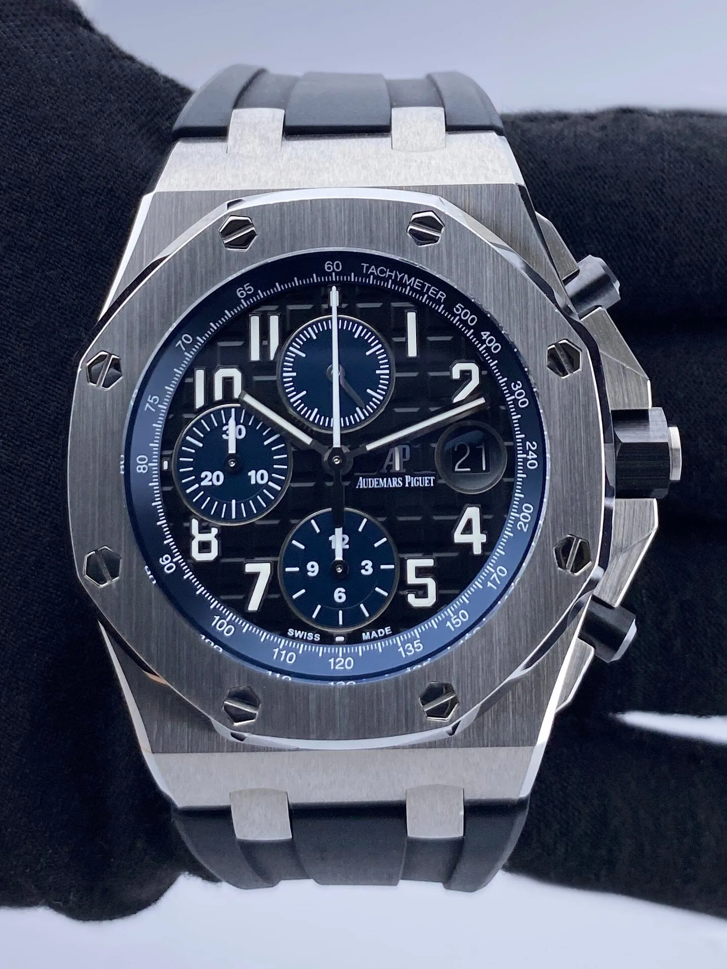 Audemars Piguet Royal Oak Offshore 26470ST Black Dial Mens Watch Box Papers