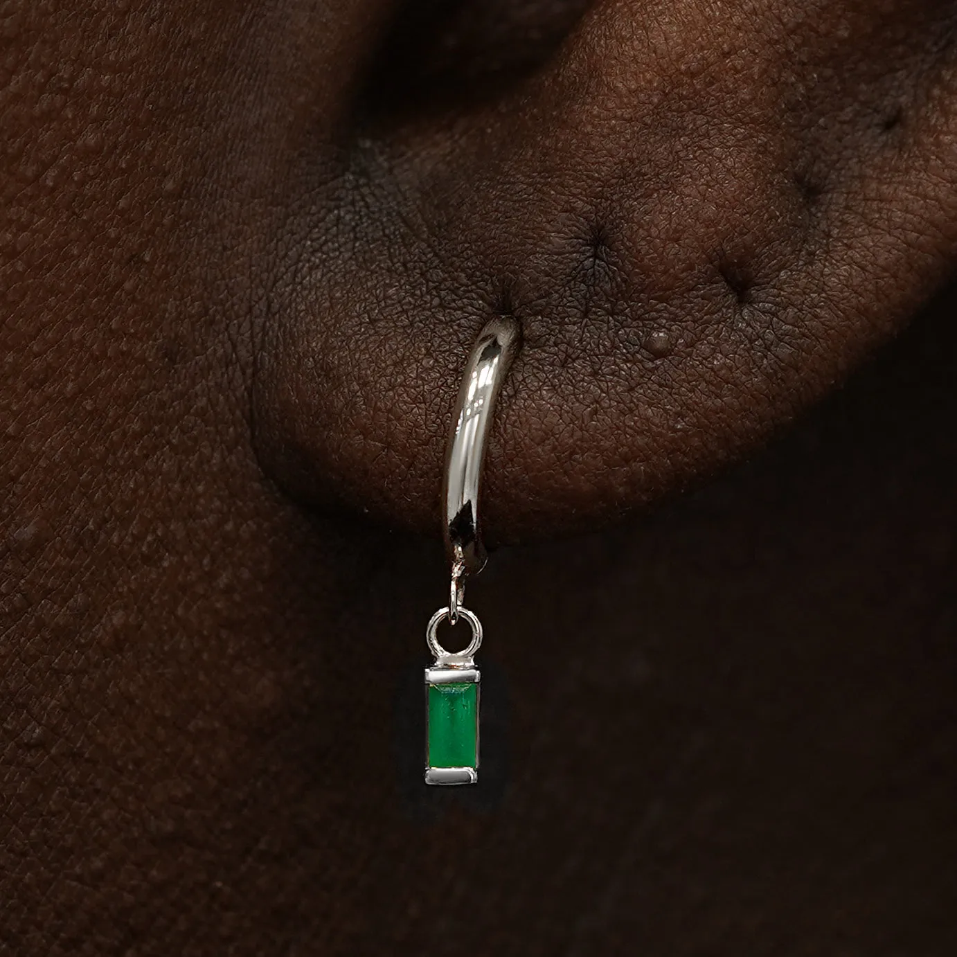 Baguette Emerald Dangle Hoop