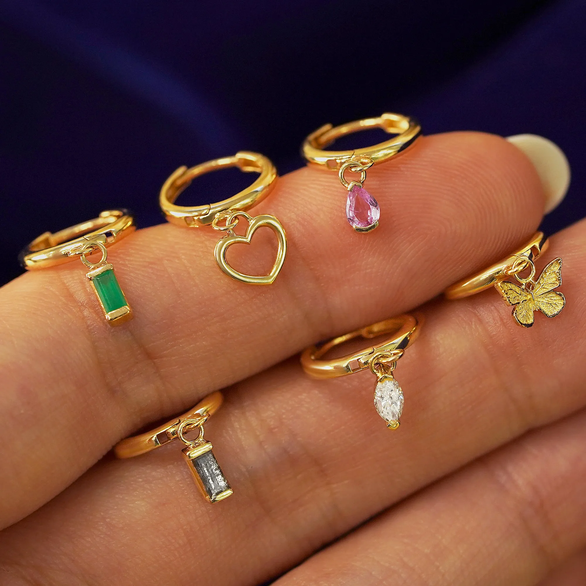 Baguette Emerald Dangle Hoop