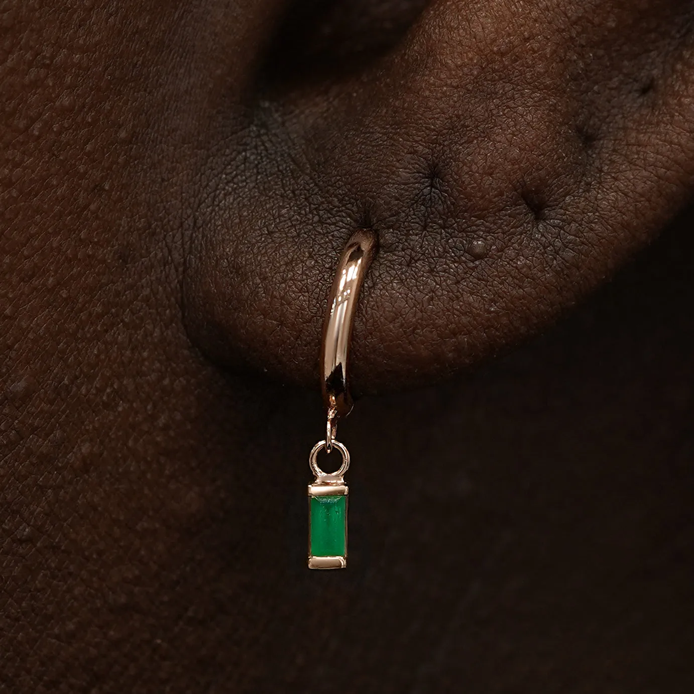 Baguette Emerald Dangle Hoop