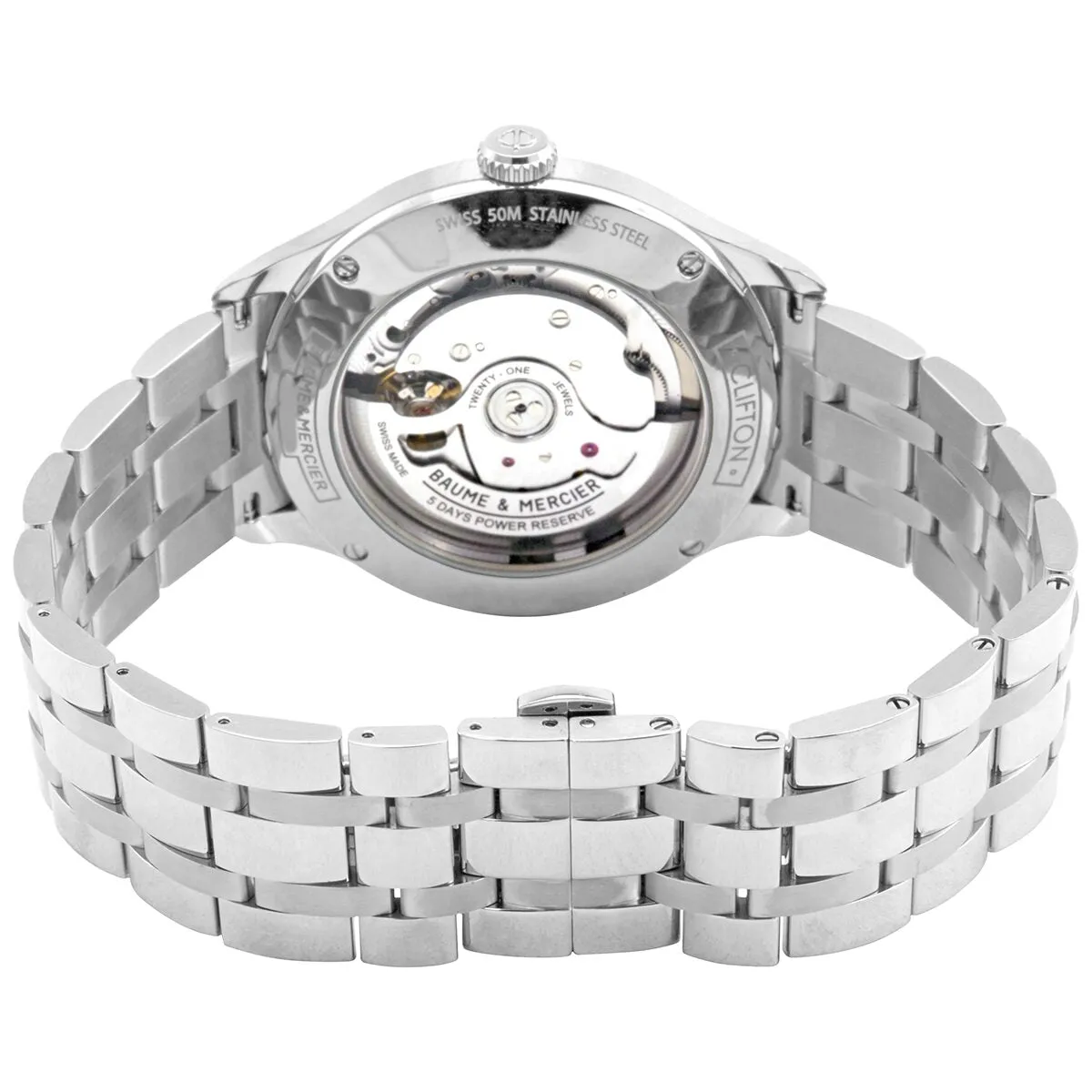 Baume et Mercier Clifton Baumatic Automatic White Dial Men's Watch 10505