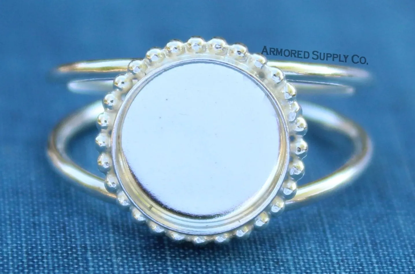 Beaded Bezel Sterling Silver Double Band Ring blank