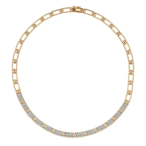 Beads Pave Open Box Clasp Necklace