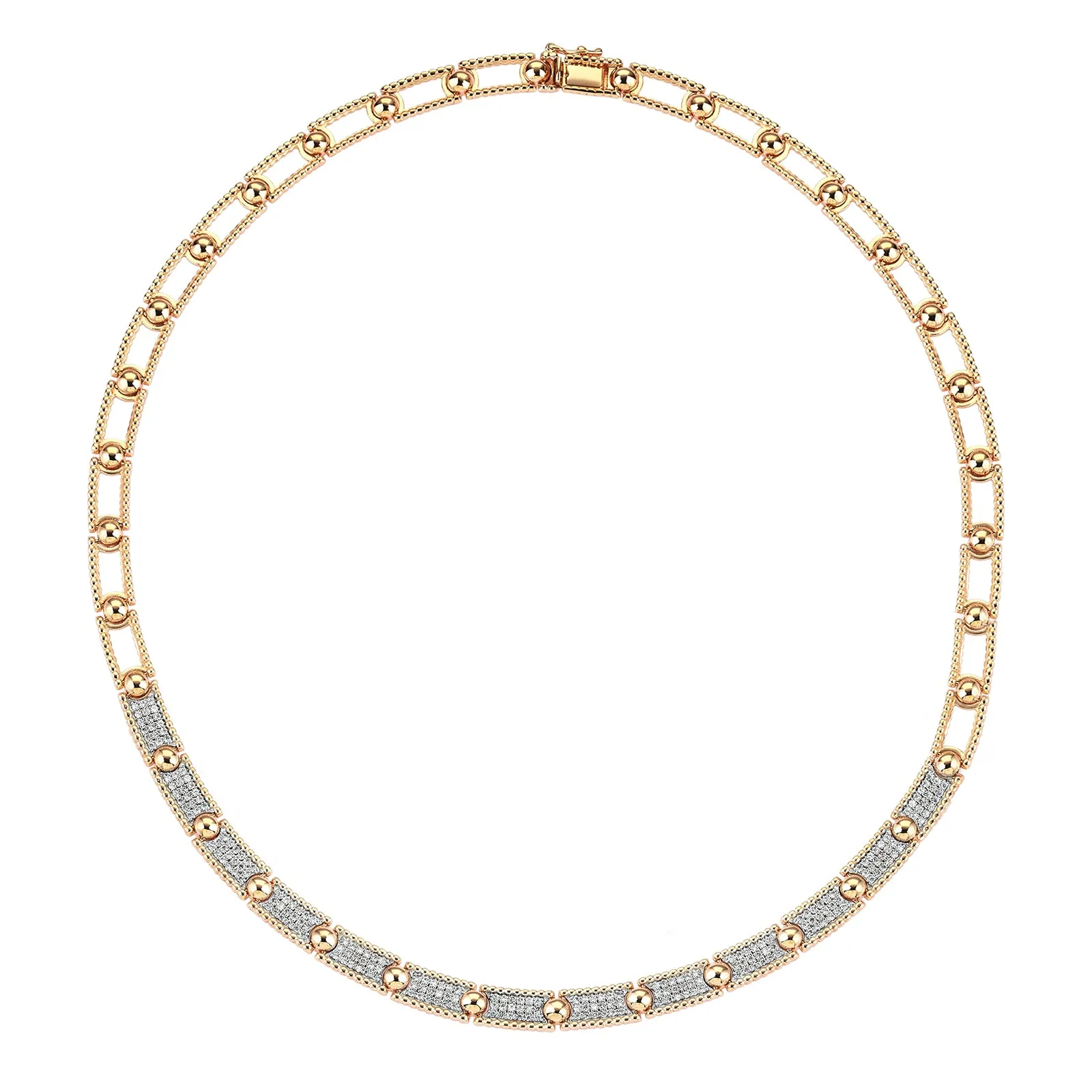 Beads Pave Open Box Clasp Necklace