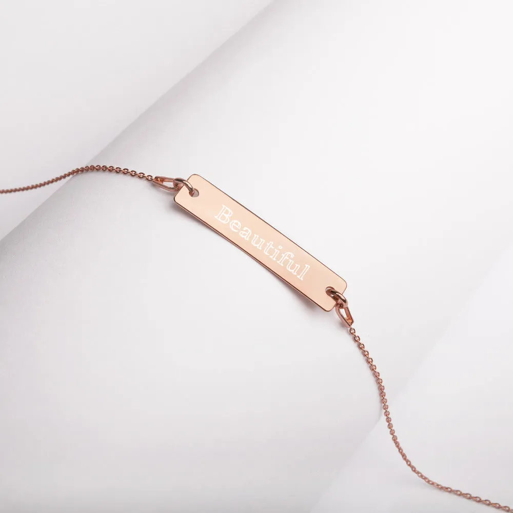 “Beautiful” Engraved Self-Affirmation Bar & Chain Necklace