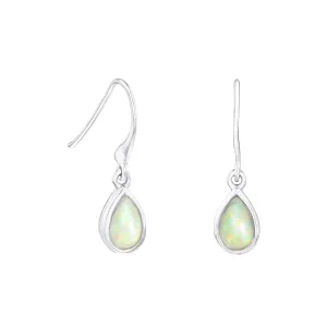 Birthstone Collection Pear Cut Opal Drop Earrings | 9K White Gold