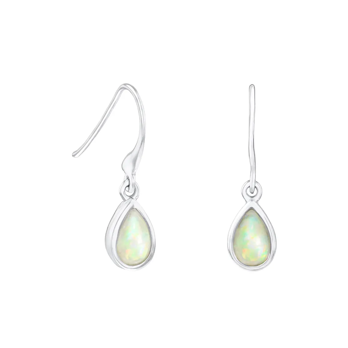 Birthstone Collection Pear Cut Opal Drop Earrings | 9K White Gold