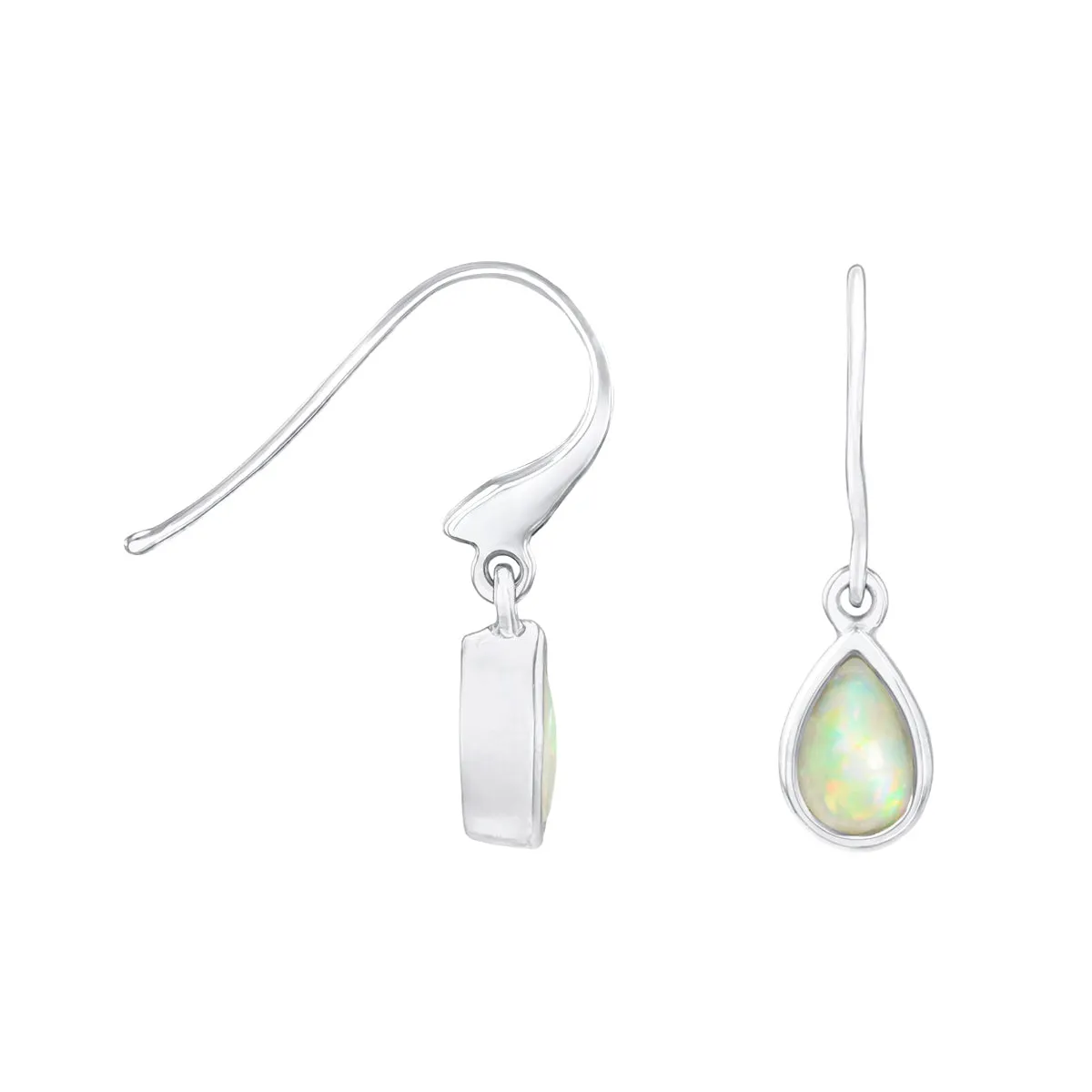Birthstone Collection Pear Cut Opal Drop Earrings | 9K White Gold