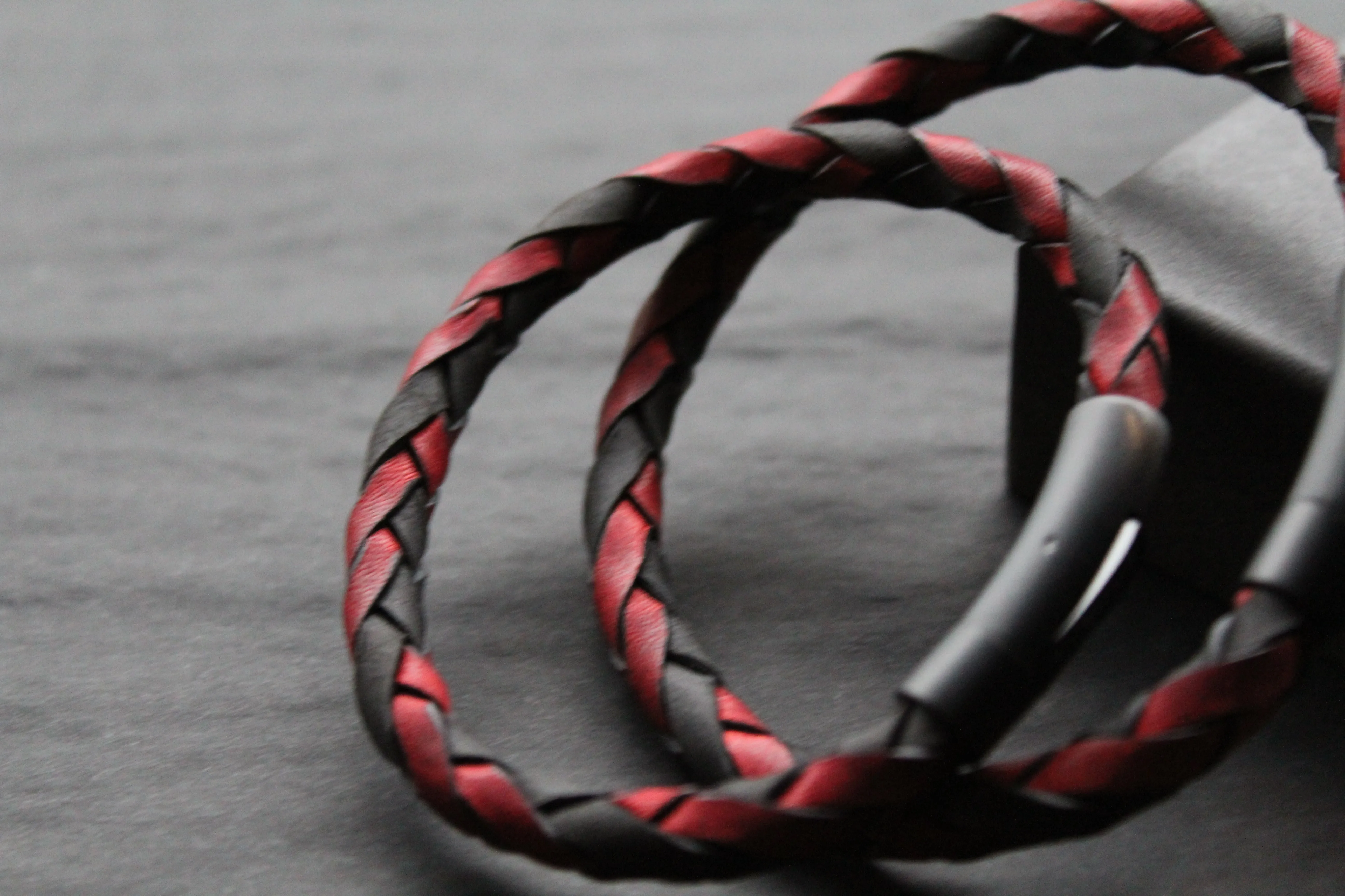 Black and Red Woven Leather Bracelet