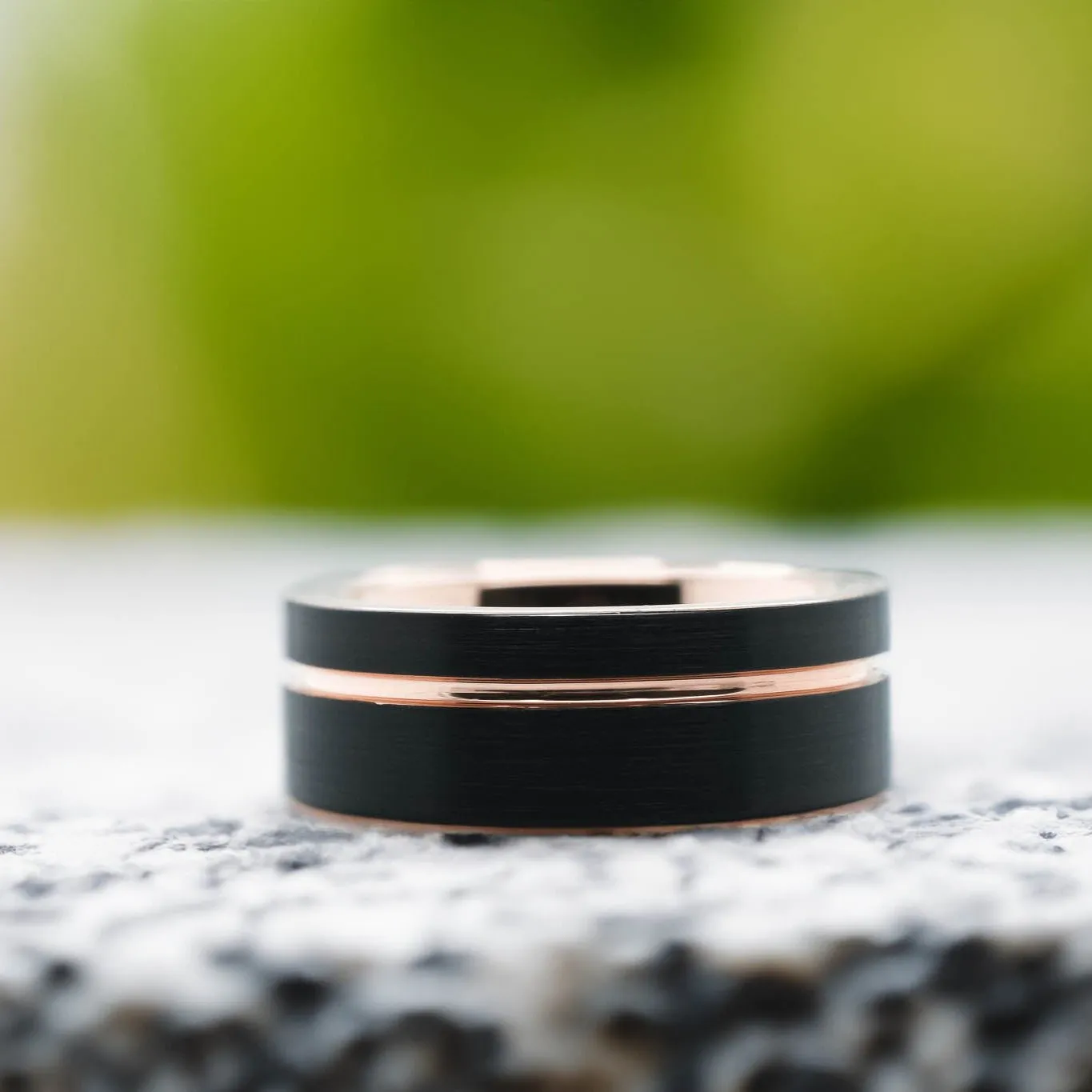 Black Brushed / Rose Gold Stripe & Interior - 8mm