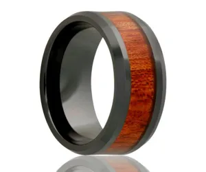 Black Diamond Ceramic Blood Wood Ring