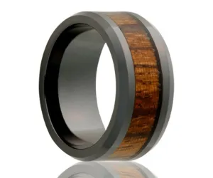 Black Diamond Ceramic Zebra Wood Ring
