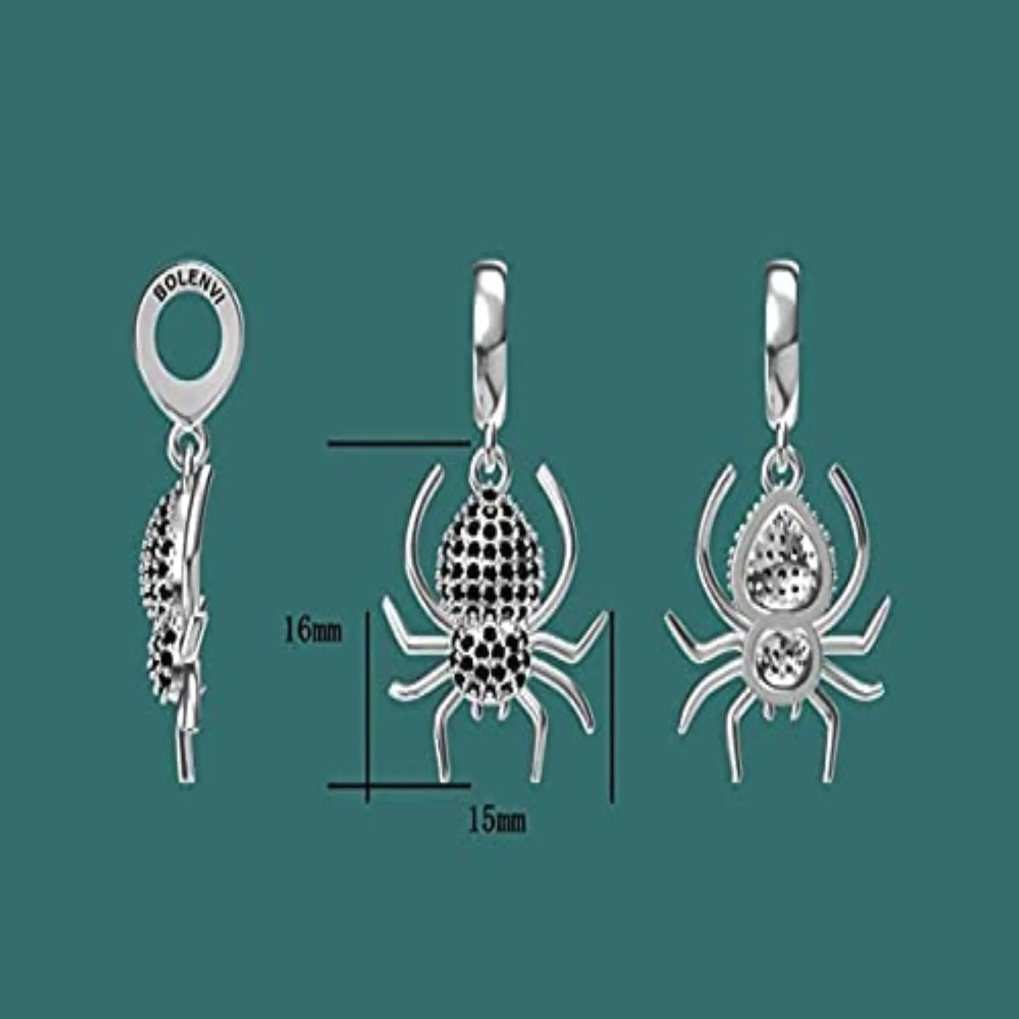 Black Widow Spider Silver Dangle Pendant