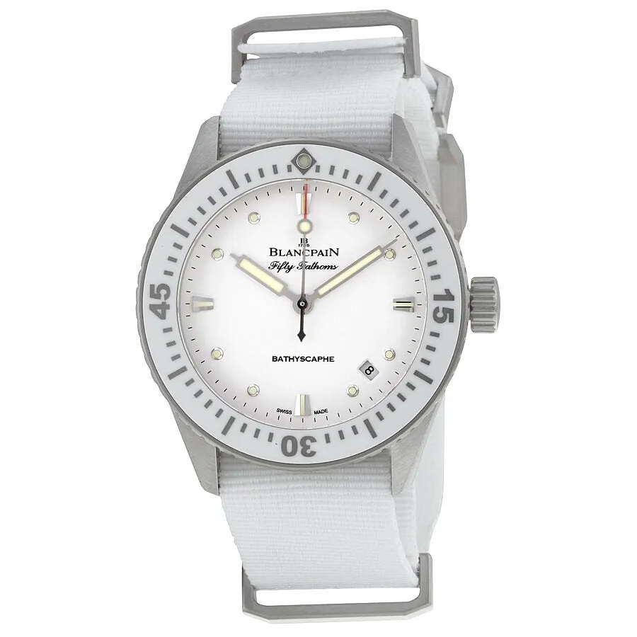 Blancpain Fifty Fathoms Bathyscaphe Automatic White Dial White Fabric Ladies Watch 5100-1127-NAWA