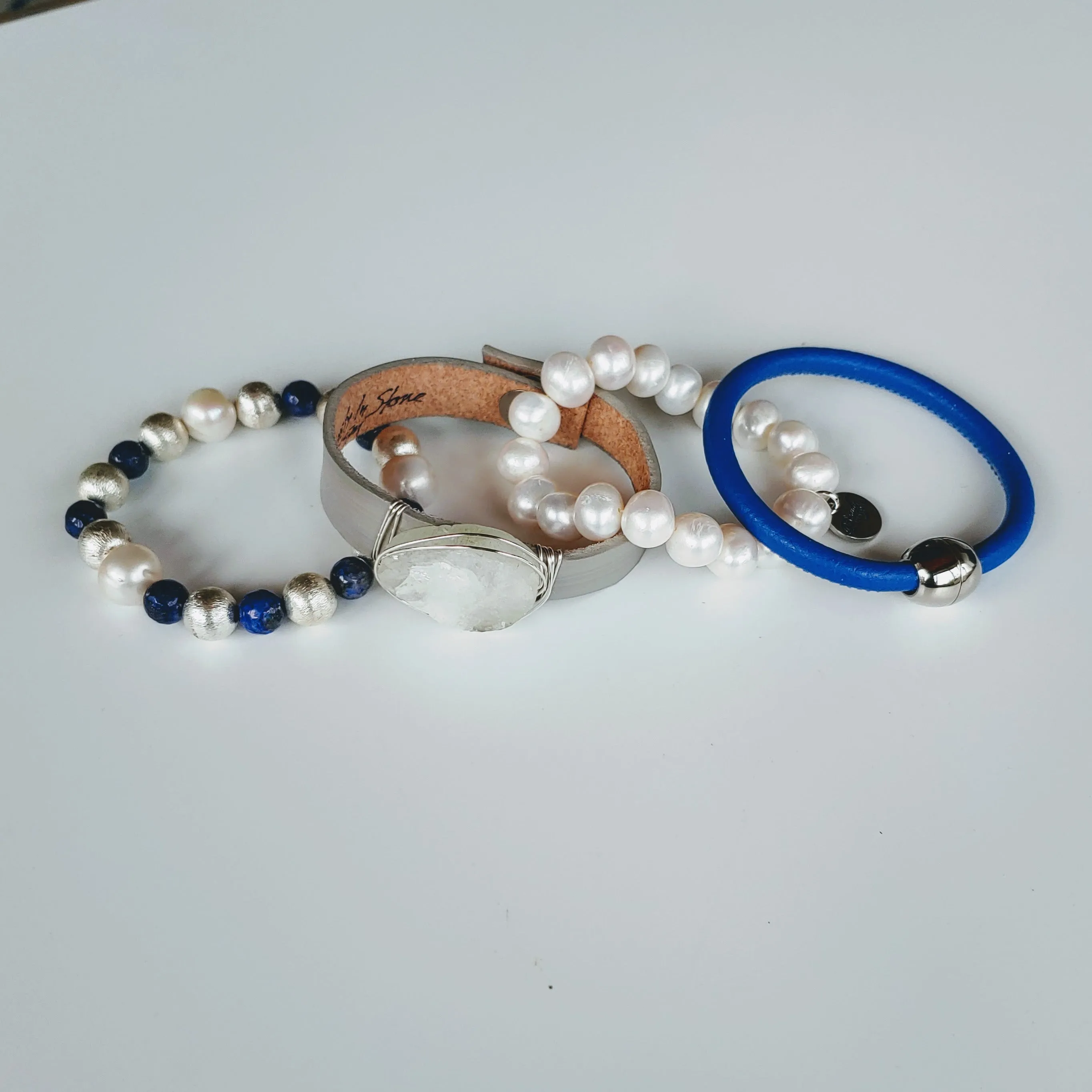 Blue & Gray Bracelet Stack Set