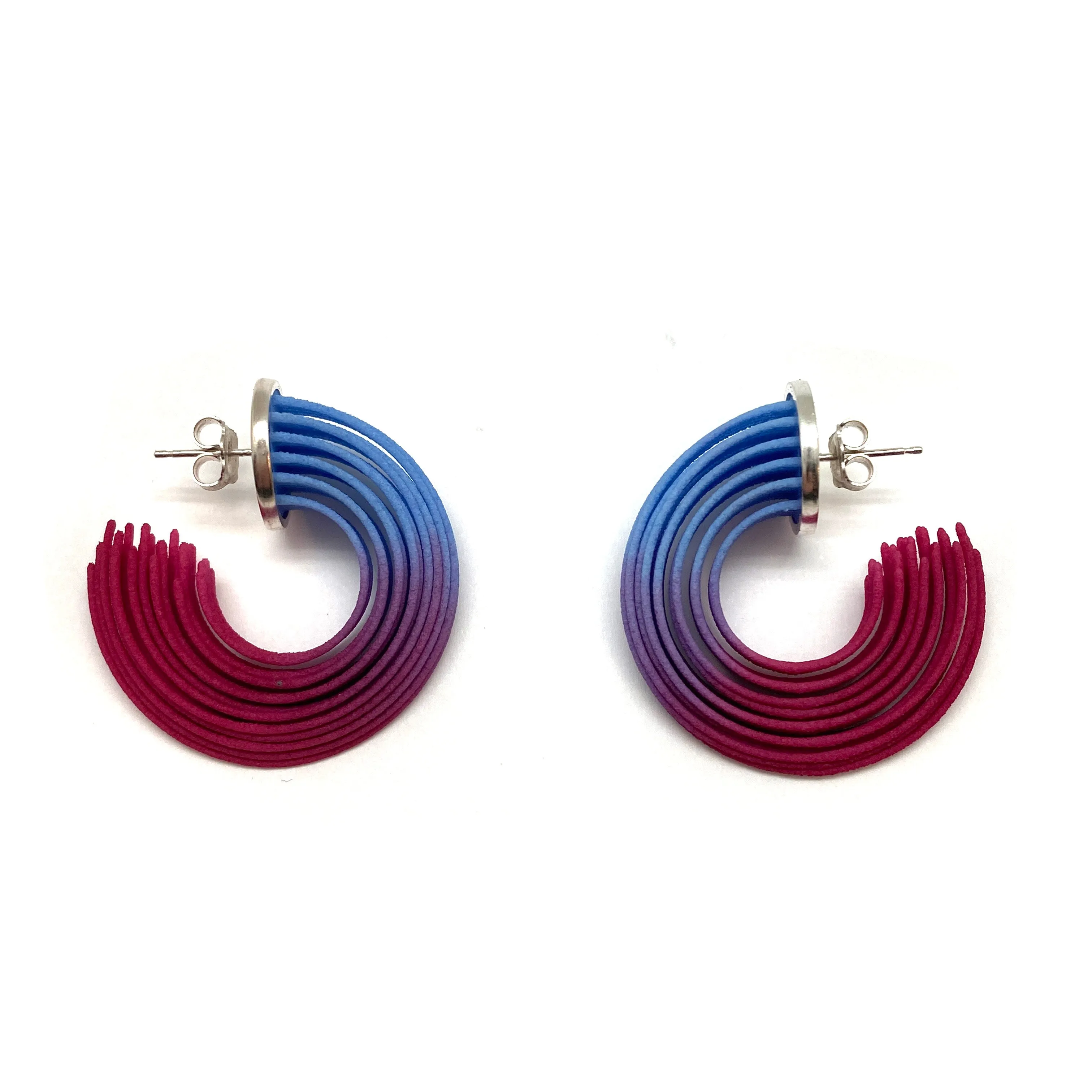Blue and Pink Small Gradient Hoop Earrings