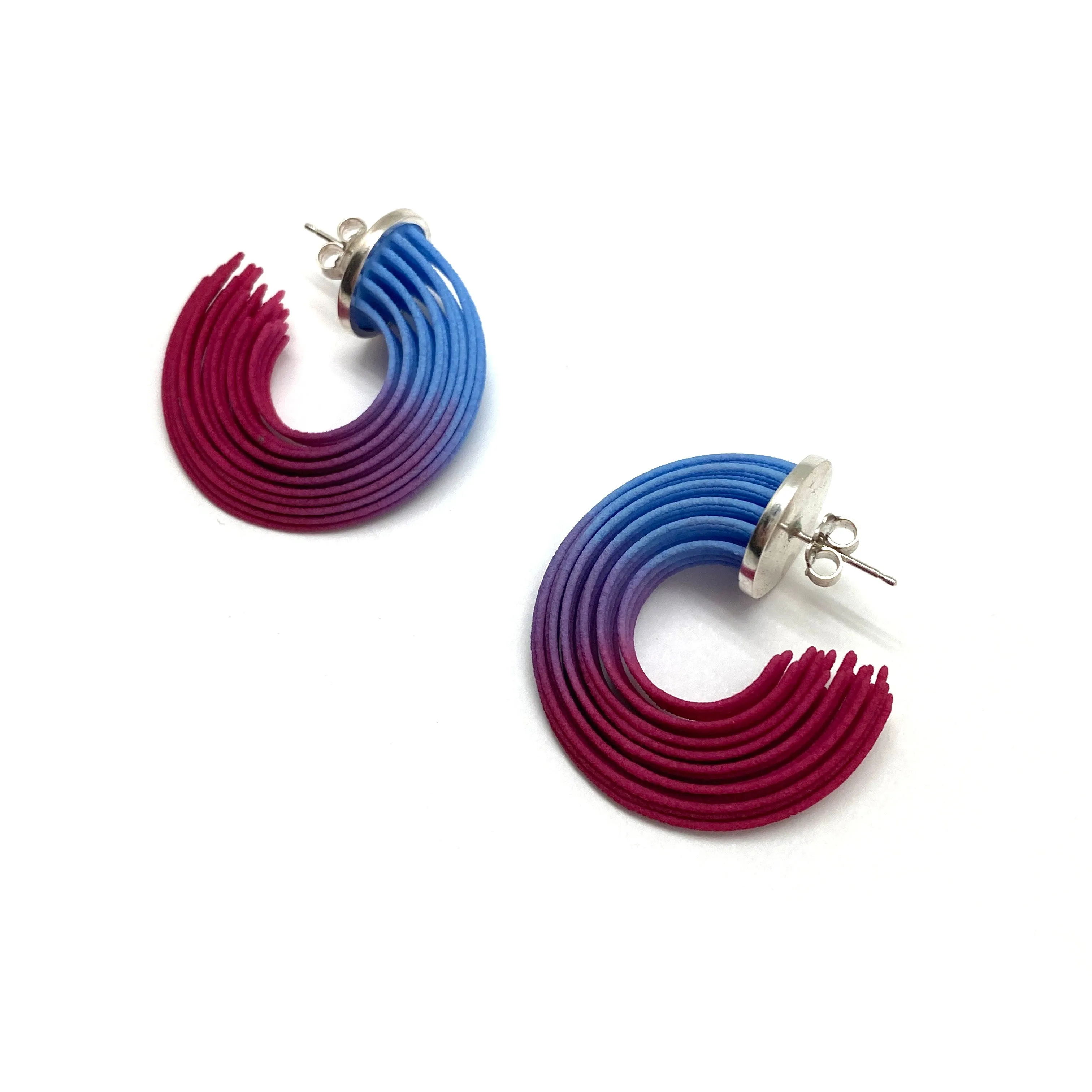 Blue and Pink Small Gradient Hoop Earrings