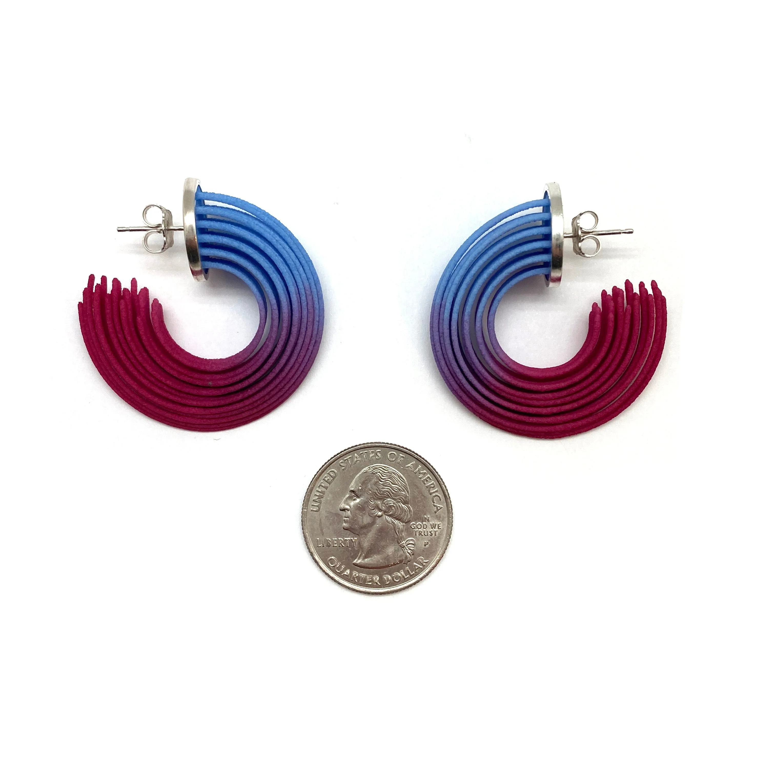 Blue and Pink Small Gradient Hoop Earrings