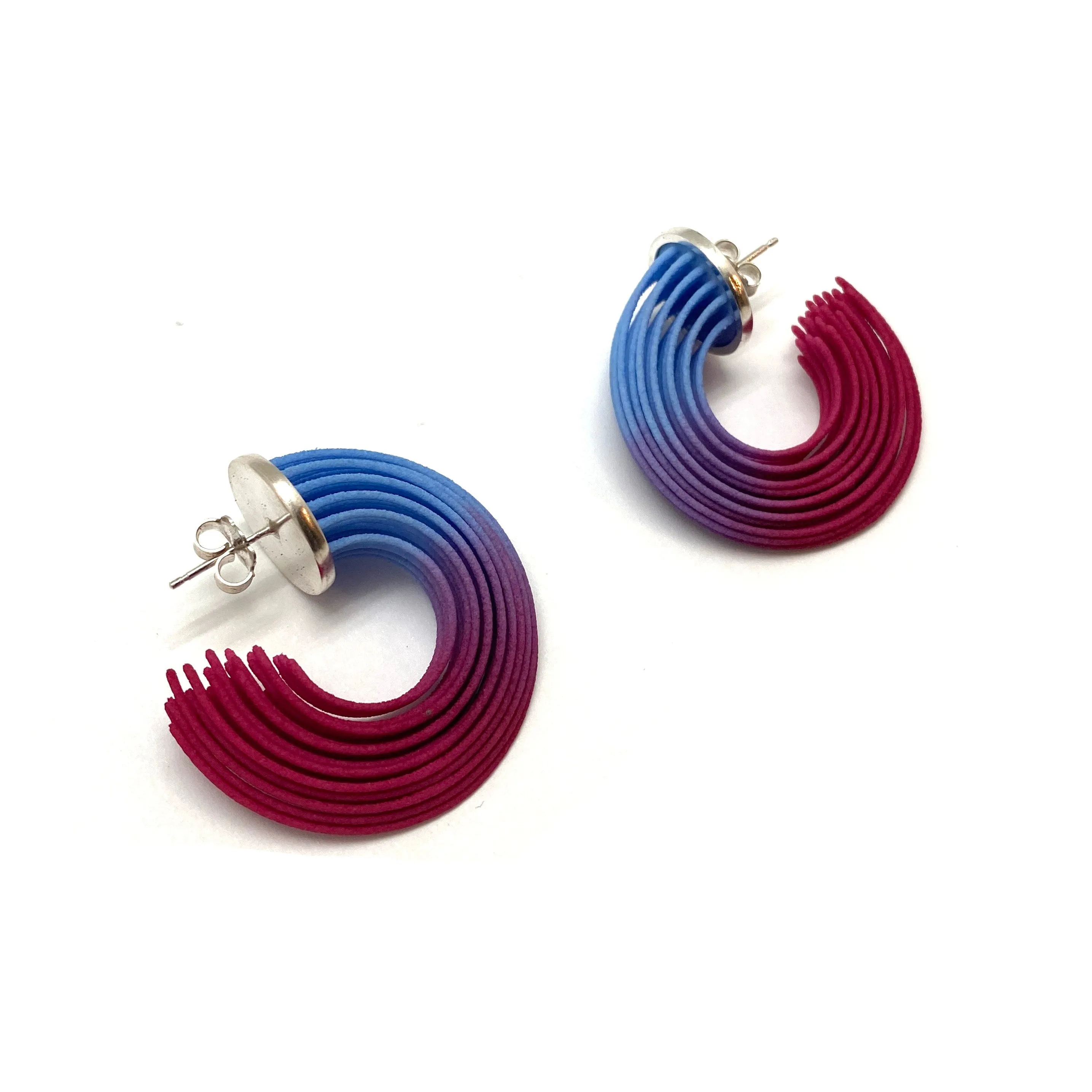 Blue and Pink Small Gradient Hoop Earrings