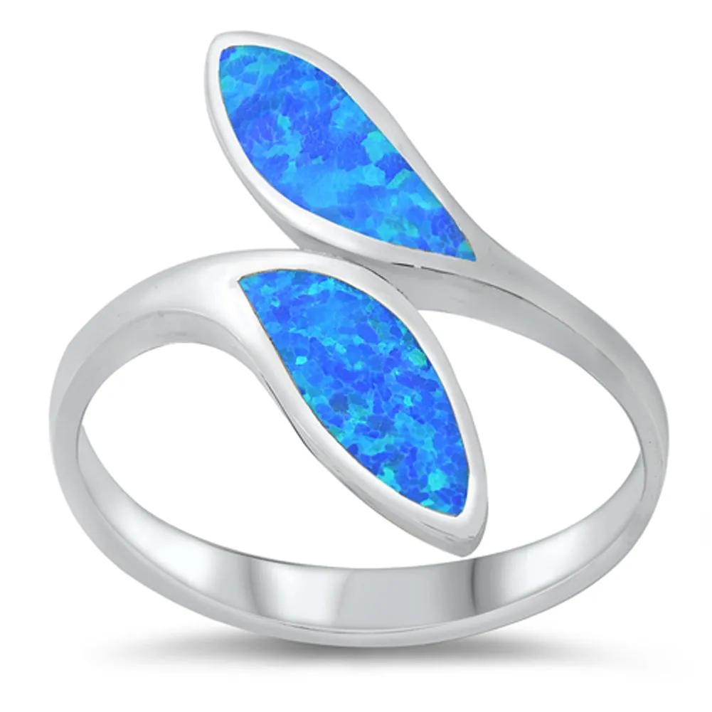 Blue Lab Opal Unique Simple Wrap Ring New .925 Sterling Silver Band Sizes 5-10