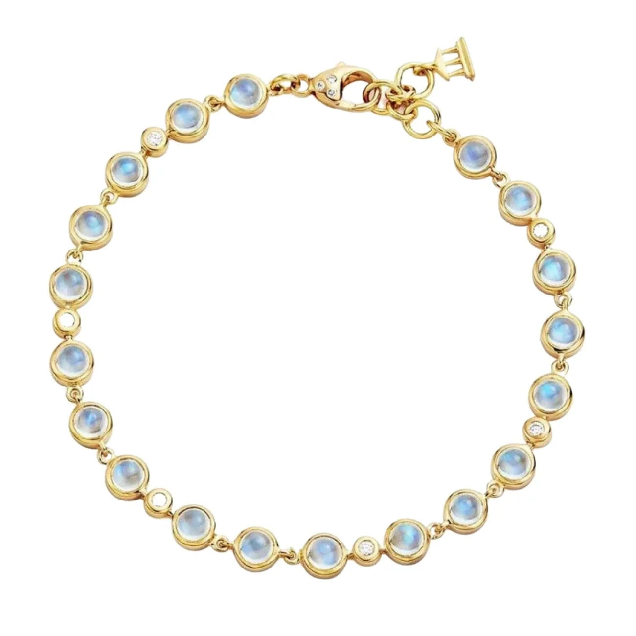 Blue Moon 18K Yellow Gold Moonstone & Diamond Link Bracelet