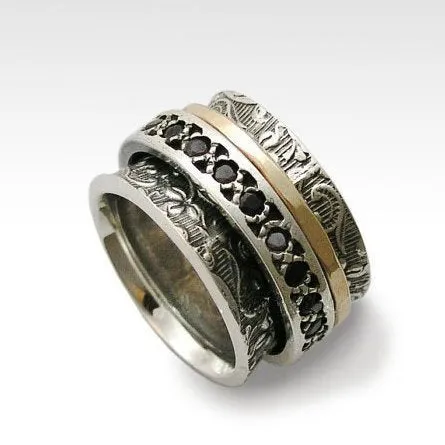 Blue Opals Brass Ring - Edge of the World.