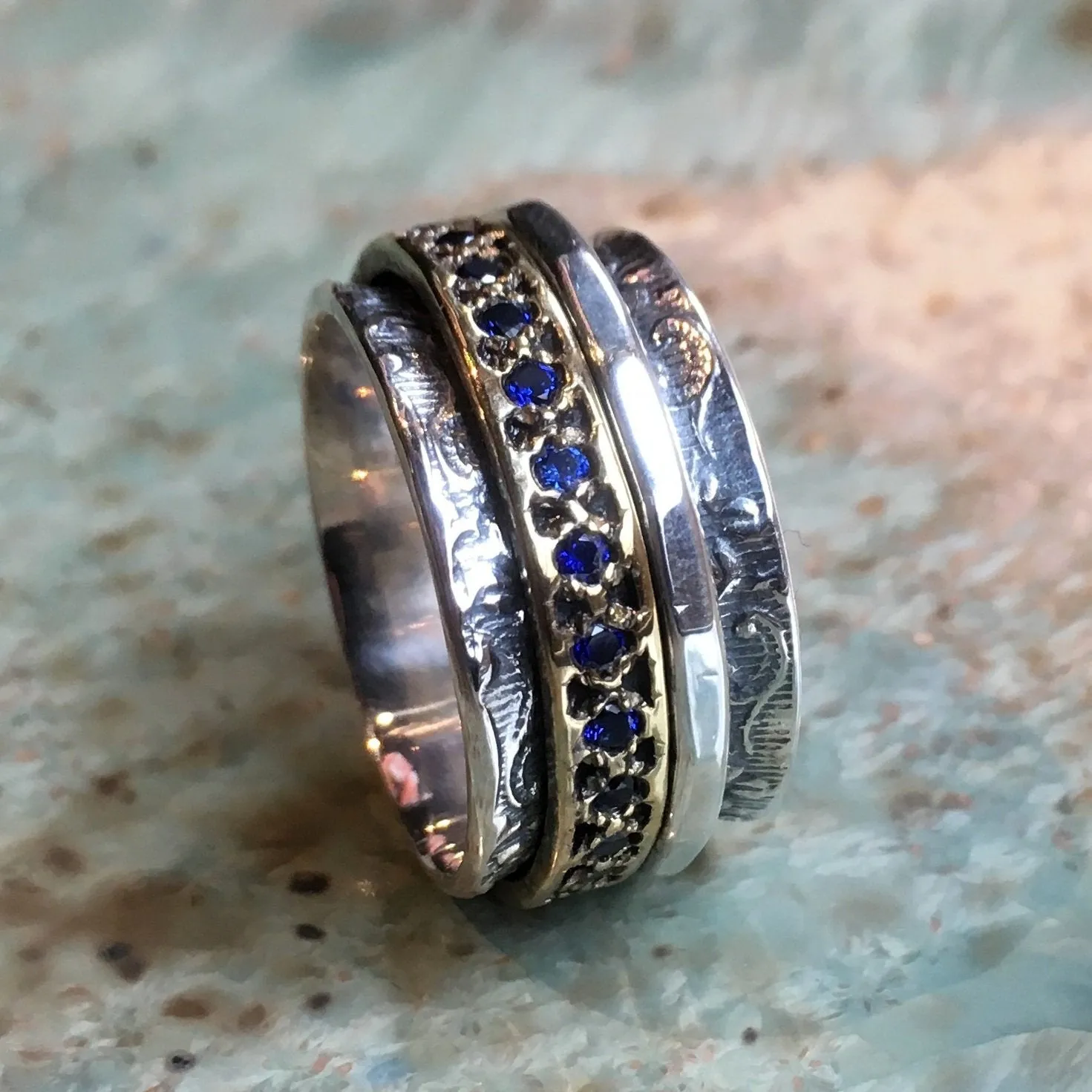 Blue Opals Brass Ring - Edge of the World.
