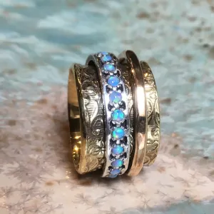 Blue Opals Brass Ring - Edge of the World.
